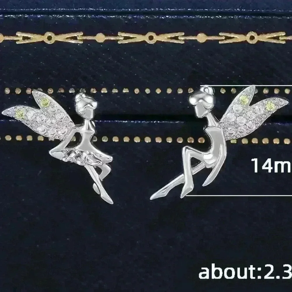 🎀Dainty White CZ Sweet Wing Fairies Stud Earrings for Women, GPMB1441